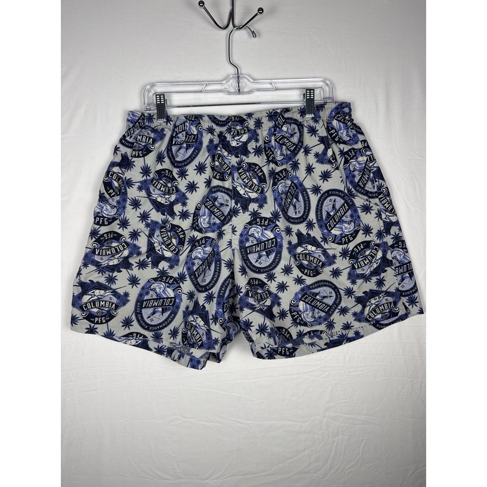 Columbia PFG Board Shorts Mens Large Blue Fishing Graphic Swim Trunks